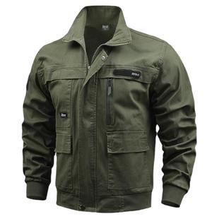 工作服男装纯棉弹力加厚耐磨春秋季迷彩服电焊防烫工地劳保服套装