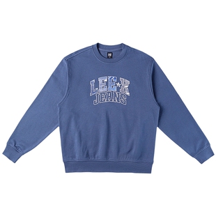 Lee舒适版经典圆领植绒印花Logo男长袖卫衣休闲潮流LMT010842204