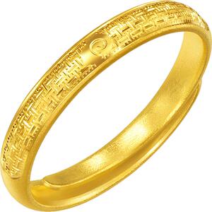 周生生足金生生有礼1934系列席纹黄金戒指开口情侣对戒女款95950R