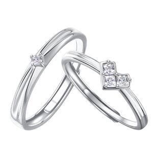 钟久久情侣对戒方寸之爱纯银戒指女情人节新年礼物送定制钟爱协议