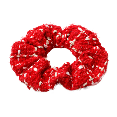 新年红色喜庆毛绒大肠发圈头绳女