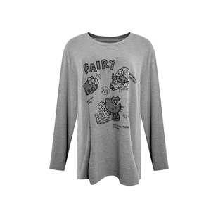 NAZ那子大码秋冬爽棉绒立体网纹kt上衣胖mm设计感刺绣洋气T恤女