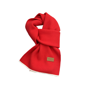 2024新款纯色仿绵羊绒围巾女冬季百搭加厚保暖氛围感针织围脖