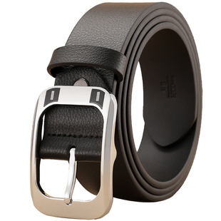 牛皮白色皮带针扣男士真皮青年腰带休闲简约男款韩版百搭裤带belt