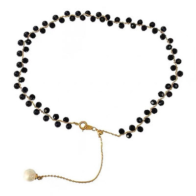 日韩时尚黑水晶气质项链女