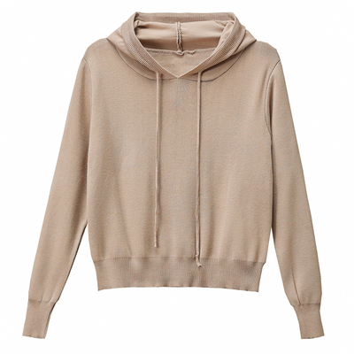 秋季薄款针织衫短款上衣连帽卫衣