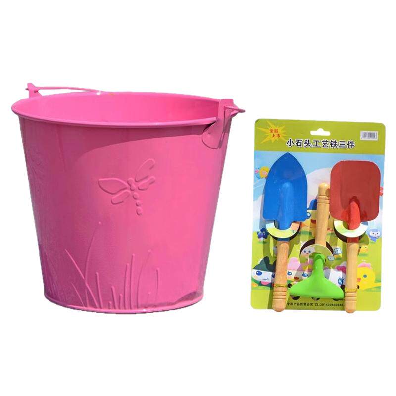 沙滩铲子铁儿童挖沙子工具宝宝赶海边玩沙玩具三件套装桶小孩大童