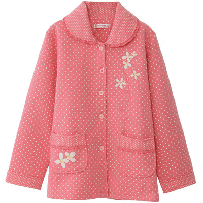 多俏美睡衣纯棉夹层妈妈大码