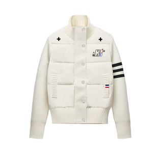 XKSHUO美式90白鸭绒毛衣针织拼接羽绒服冬立领保暖面包服女