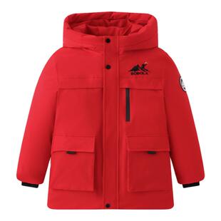 波波拉儿童羽绒服男童中长款中大童小学生工装羽绒服加厚冬季外套