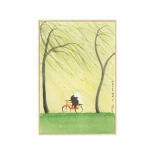 【么么黑联名款】原木奶油风客厅背景墙装饰画玄关壁挂画斗柜摆画