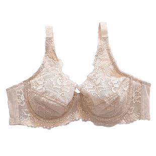 大码超薄无海绵女士内衣胖mm全罩杯大胸显小侧收文胸舒适缩胸胸罩