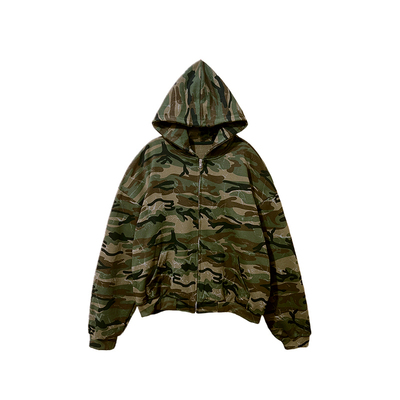 美式特种兵宽松迷彩帽衫短外套