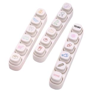 可得优按键式手帐印章可爱记账手账TODO计划本六联按键手帐印章日程本装饰diy打卡素材按钮式便携浸透图章