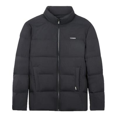 才子男装立领羽绒服男2025冬季新款鸭绒保暖休闲黑色压花短款外套