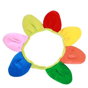 儿童早操表演道具幼儿小花朵头饰彩虹色的花丝彩带啦啦队演出道具