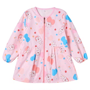 女童罩衣可外穿洋气防水防脏拉链保护羽绒服护衣宝宝韩版吃饭围衣