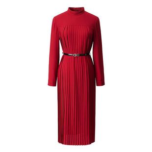 颜域复古高级感连衣裙春季2026新款女装优雅红色气质小香风裙子女