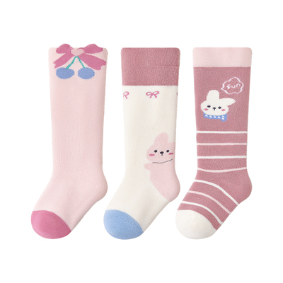 小龙人无骨秋冬女宝中长筒毛圈袜