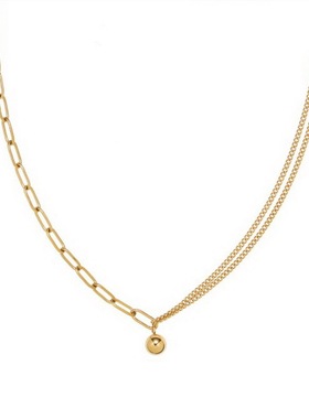 设计感轻奢拼接链条简约小球项链