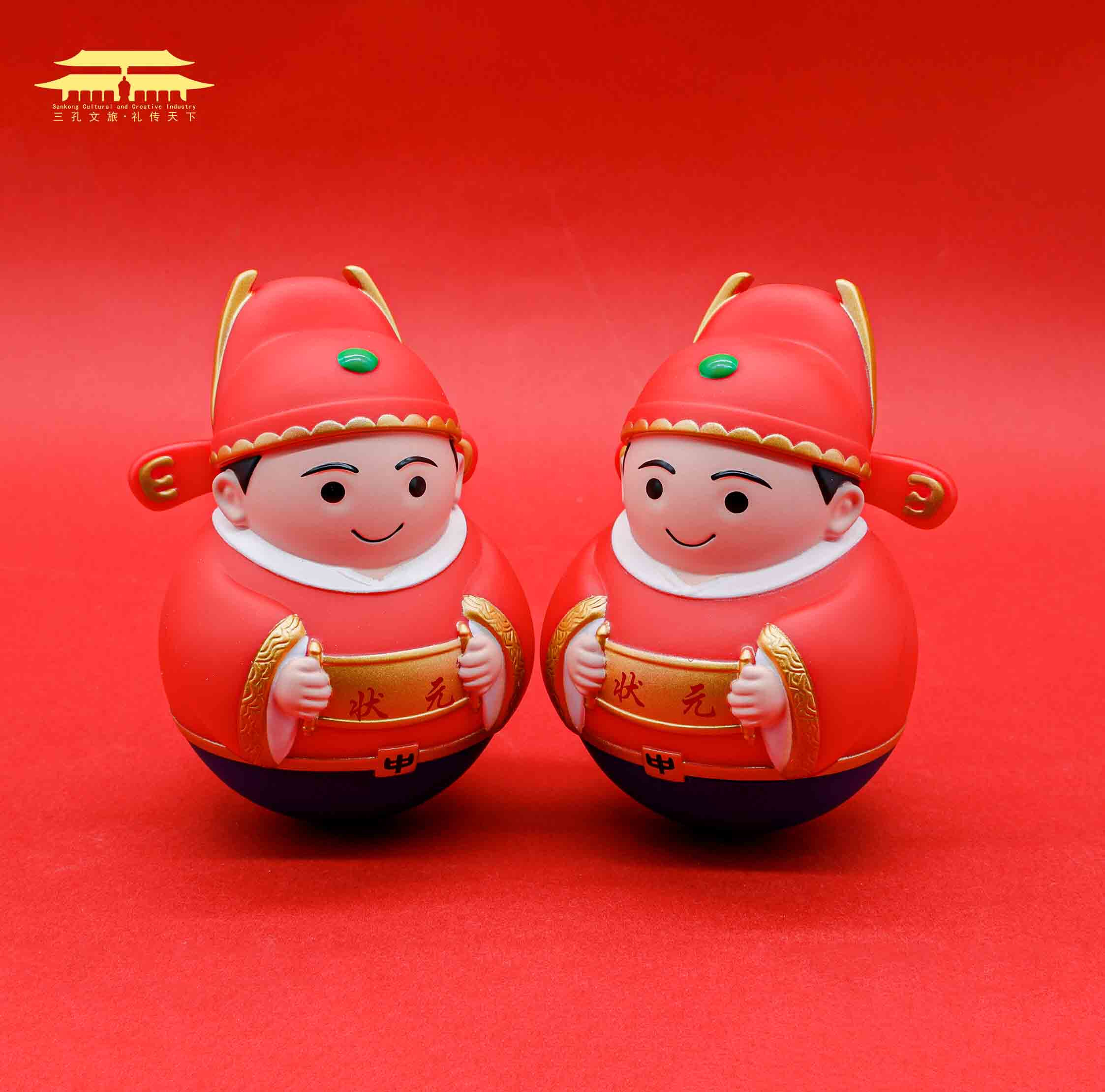 定制三孔文创逢考必过卡通圣府状元不倒翁玩偶解压摆件毕业季礼物