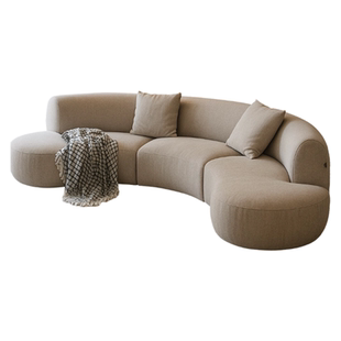 弦月沙发复古中古风弧形模块组合沙发侘寂风大平层别墅布艺