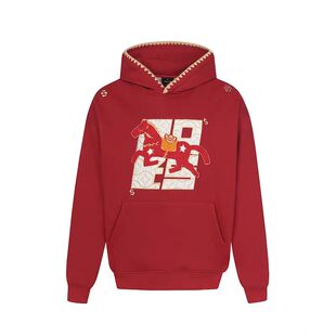 纯棉美式复古贴布刺绣新年战马连帽卫衣女春秋潮牌高街设计感上衣