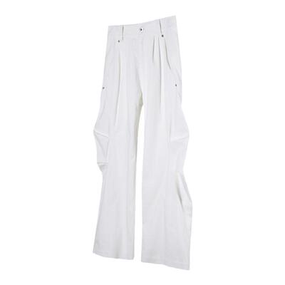 侧廓形波浪褶皱宽松工装裤