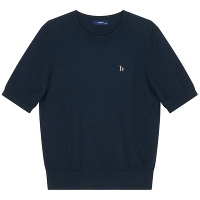 【春夏甄选】Hazzys哈吉斯圆领短袖针织衫女士时尚休闲通勤打底衫