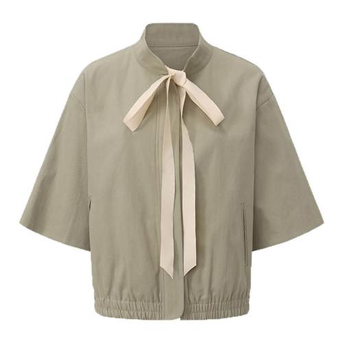 cheap art label 中式立领中袖拉链蝴蝶结夹克外套女2025秋季新款