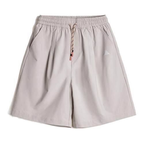 马登工装山系户外灰色短裤松紧腰直筒梭织薄款机能抽绳五分裤男夏