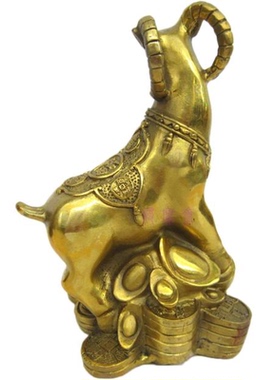 山羊大角金钱福羊现瑞纯铜质