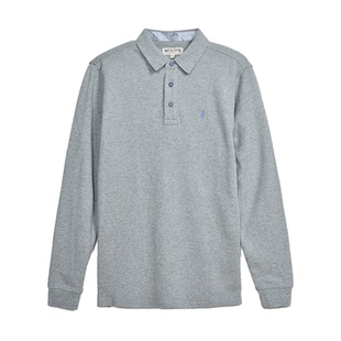 MCS男装源自万宝路春秋款纯色商务长袖POLO衫纯棉亲肤透气长袖T恤