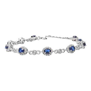 轻奢培育蓝宝石蛋形纯银手链镶嵌高碳钻小众设计百搭简约花朵女