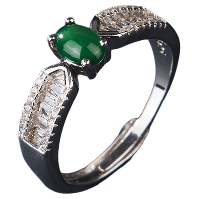 七彩云南翡翠戒指蛋面指环玉石