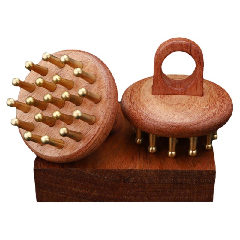 豐林黃銅頭部經(jīng)絡(luò)梳按摩頭皮家用便攜洗頭刷頭療疏通經(jīng)絡(luò)刮痧梳子