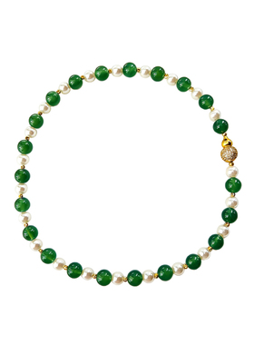 新中式红绿玛瑙镶钻葫芦项链