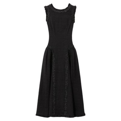 self-portrait 2025秋冬新款经典黑无袖圆领设计感露背礼服连衣裙