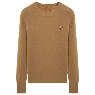 布景羊毛衫女冬季新品简约绣花圆领套头全羊毛针织衫毛衣5504