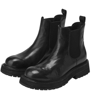 73hours女鞋加州日常2025冬季新款水洗皮切尔西靴女粗跟西部短靴