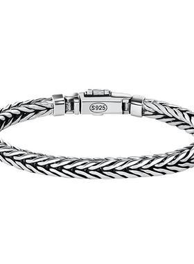 S925银龙骨男士手链高级手工银饰