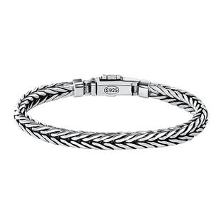 LUCKYMOJOS925银龙骨男士手链复古高级感手工银手镯送男朋友礼物