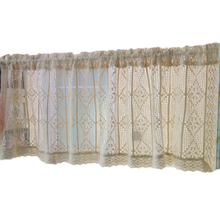 棉线手工拼接钩织中式厨房飘窗短款半帘短帘美式小窗户半截窗帘