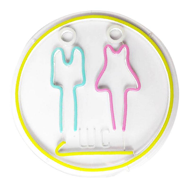 新款洗手间霓虹灯发光牌led创意WC男女厕所指示牌卫生间导向牌5v