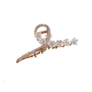 超仙山茶花发夹后脑勺水钻抓夹大号发抓盘发鲨鱼夹子头饰发卡女夏