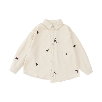 oddtails可爱猫咪印花休闲风衬衫