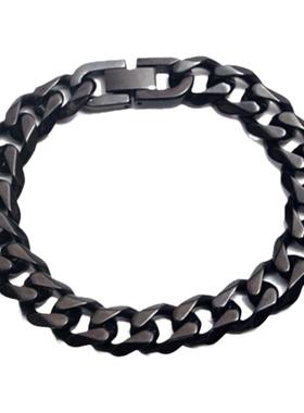 原创设计黑色钛钢古巴手链