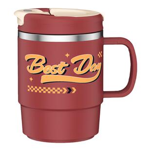 不锈钢马克杯带盖勺男女新款咖啡杯304水杯办公室茶水分离泡茶杯