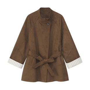 艾文文IRIS继承者2026新款秋季气质休闲大牌感弹力咖色风衣外套女