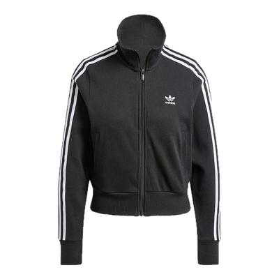 adidas阿迪达斯三叶草女子黑色复古三条纹针织立领夹克外套IY7278
